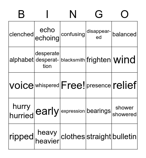 Stay Away from SIMON! Bingo Card