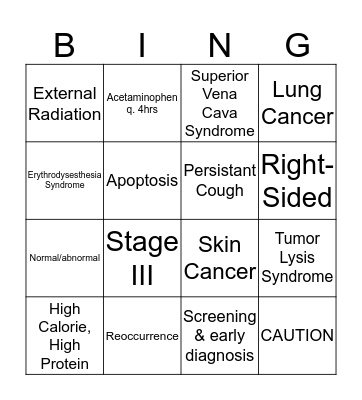 Oncology Bingo! Bingo Card