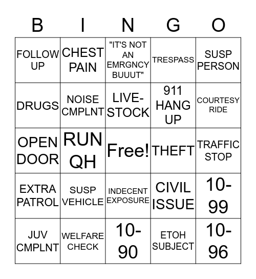 DISPATCH BINGO Card