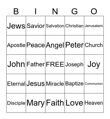 BIBLE BINGO Card