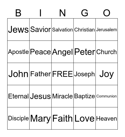 BIBLE BINGO Card