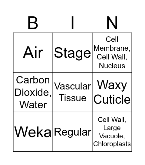 Botany Bingo Card