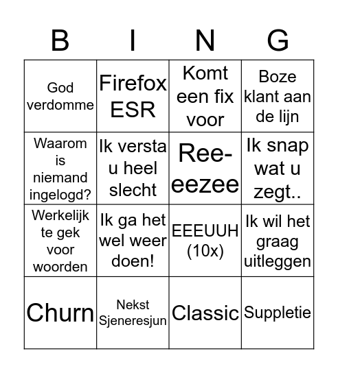 Lulkoekbingo Card