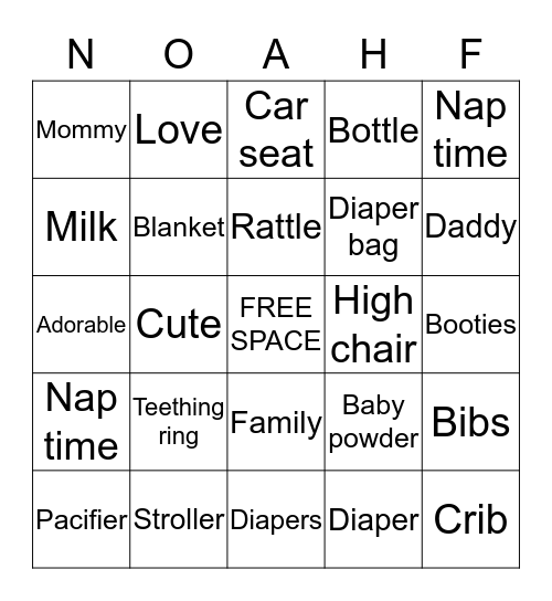 NOAH'S BINGO Card