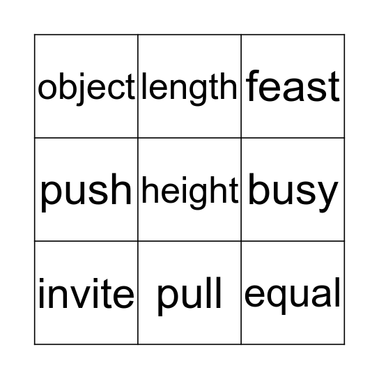 I-ready vocab Bingo Card