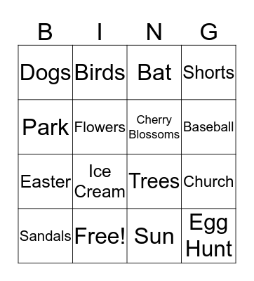 Spring Bingo Card