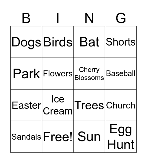 Spring Bingo Card