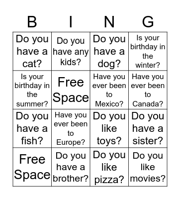 Jane's Scavenger Hunt Bingo Card