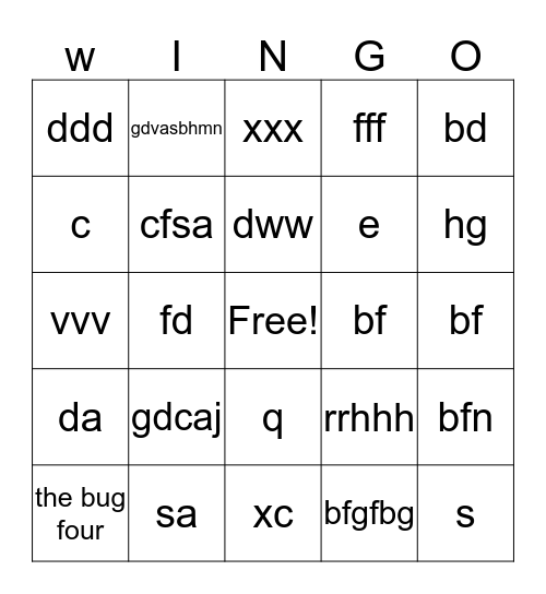 Bin-go To War Bingo Card
