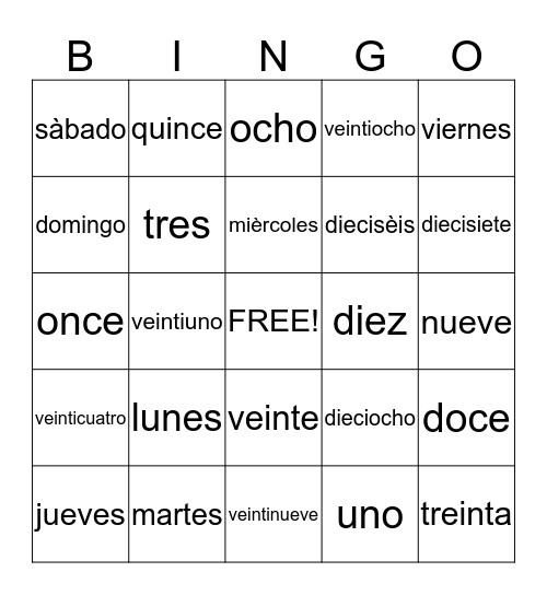 Calendario Bingo Card