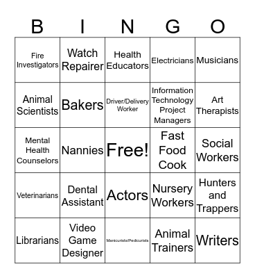 Career Bingo Card