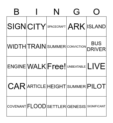 VOCABULARY Bingo Card