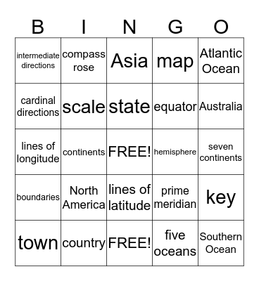 Social Studies Bingo Card