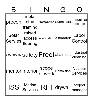 PCG Bingo Card