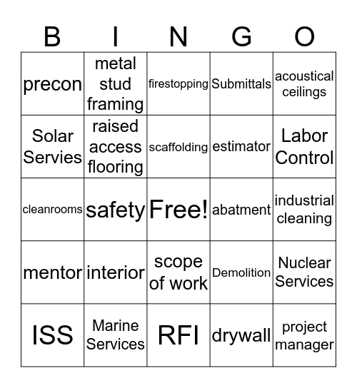 PCG Bingo Card