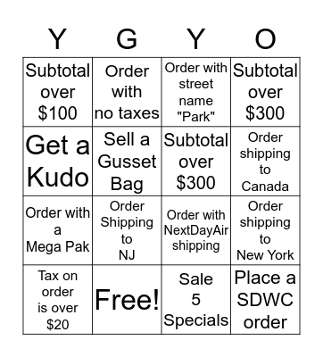 YGYO Bingo Card
