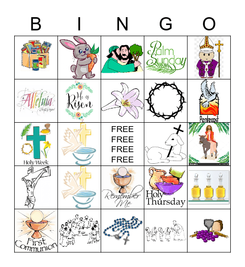 First Communion Bingo Card