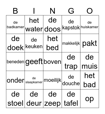 Taalklas 1 Bingo Card
