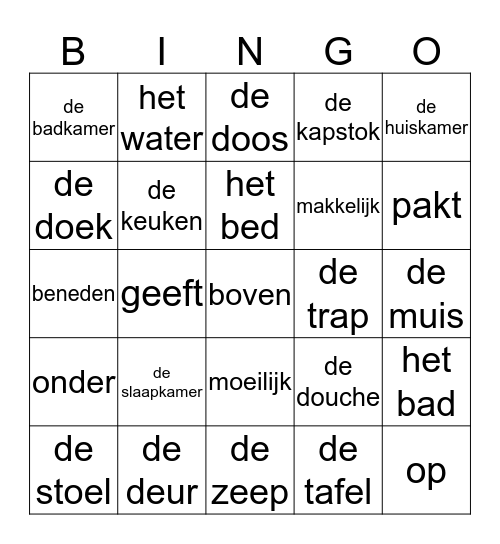 Taalklas 1 Bingo Card