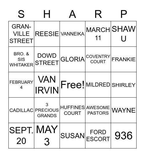 BISHOP & PASTOR REESIE Bingo Card