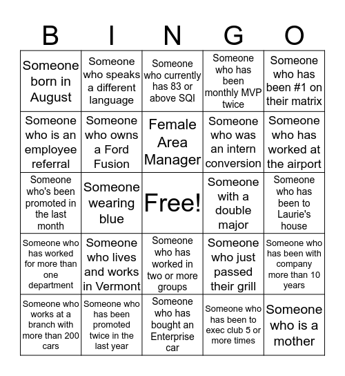 W.I.N Bingo  Bingo Card