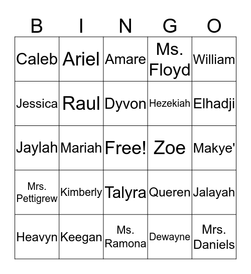 G-2 Students 2 Bingo Card