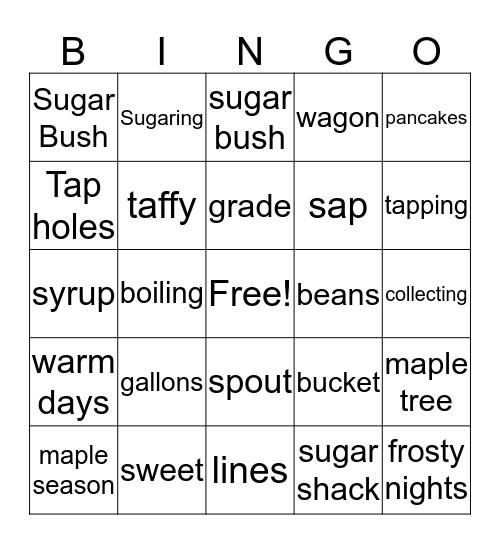 Maple Bingo Card