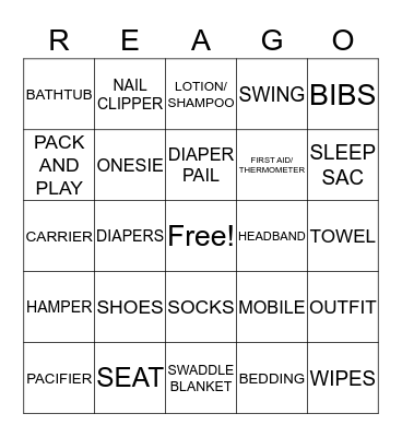 Vicky's Baby Shower Bingo Card