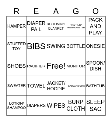 Vicky's Baby Shower Bingo Card
