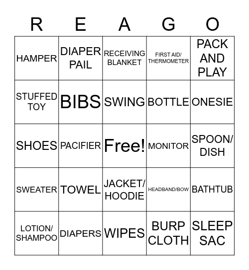 Vicky's Baby Shower Bingo Card