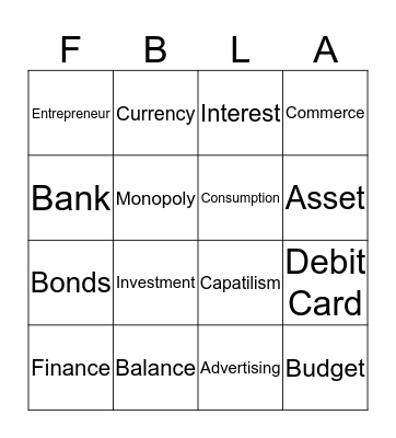 American Enterprise Bingo Card