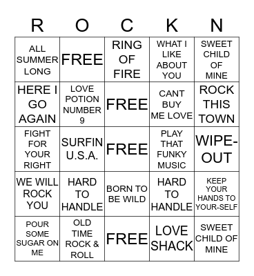 ROCKIN BINGO Card
