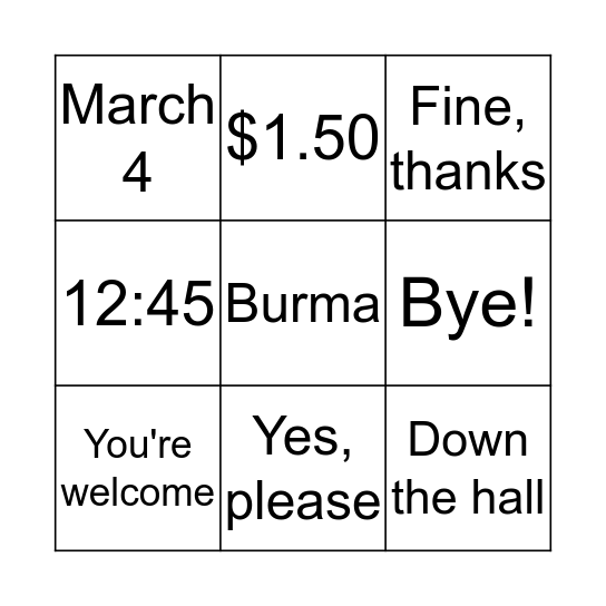 Bingo Card