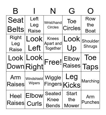 BROOKDALE HOME HEALTH SEATED EXERCISE BINGO Card