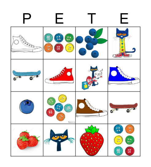Pete The Cat Bingo Card