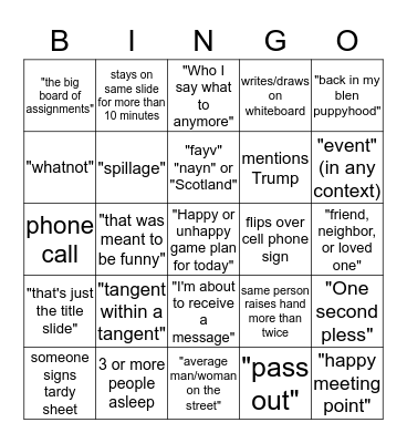 Blenner Bingo Card