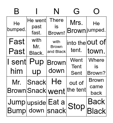 Hop on Pop! Bingo Card