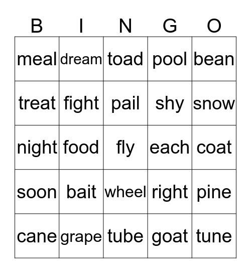 Spelling Review Bingo Card