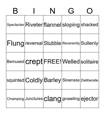 Vocabulary Bingo Card