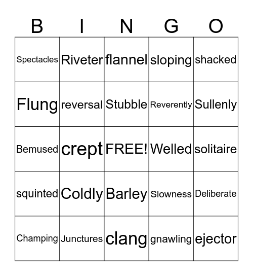 Vocabulary Bingo Card