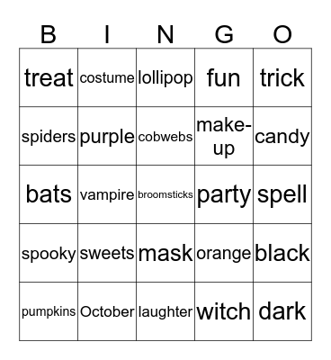 Halloween Bingo Card