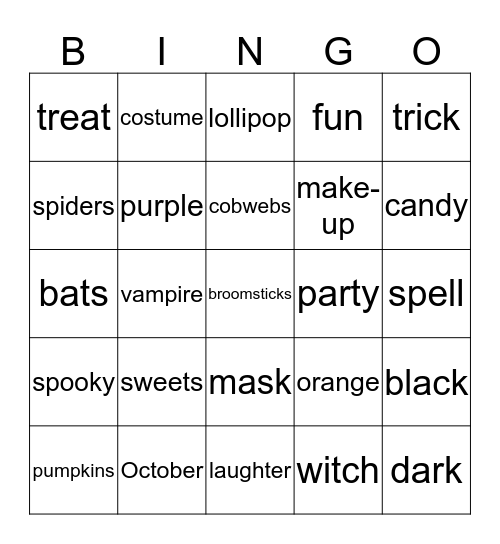 Halloween Bingo Card