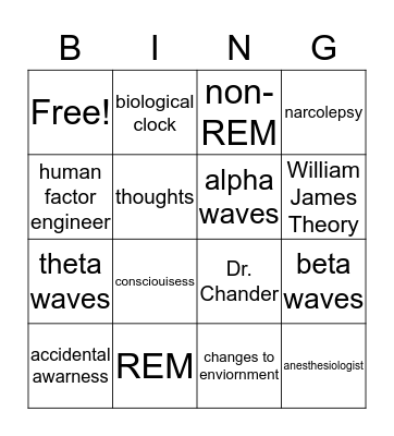 An Intro to Consciousness  Bingo Card