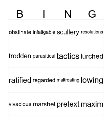 animal farm words Bingo Card