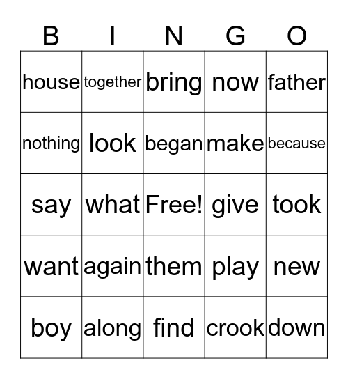 First Grade Bingo Card