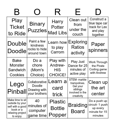 BORED BINGO Card