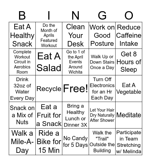 Fit Friday Bingo Card