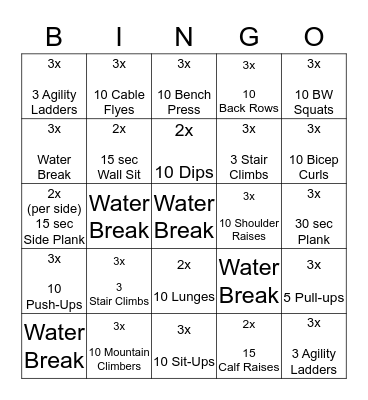 PE 8 - Fitness Bingo Card