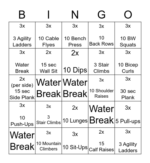 PE 8 - Fitness Bingo Card