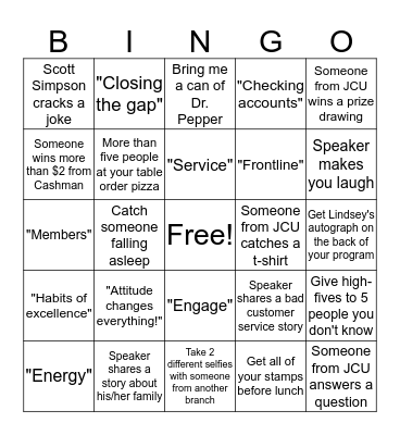 UCUA Annual Meeting 2018 Bingo Card
